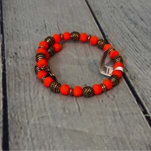 Alex and Ani Neon Orange Bead Wrap Bracelet